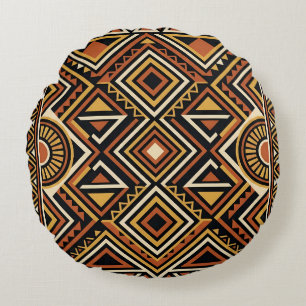 Coussins Ronds Motif de surface abstrait boho Ocbre noir