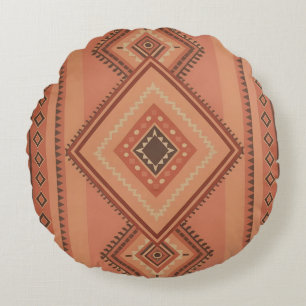 Coussins Ronds Motif de surface tribal marocain en terracotta cha
