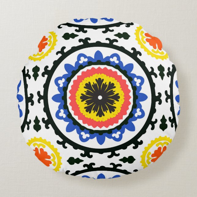 Coussins Ronds Motif de Suzani (Devant)