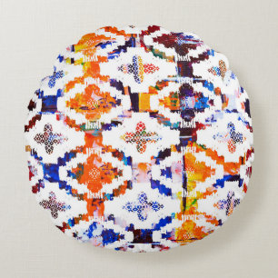 Coussins Ronds Motif de texture géométrique avec aquarelle