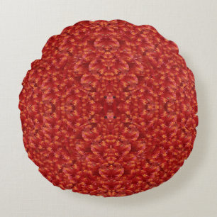 Coussins Ronds Motif de tissu classique avec touche florale rouge