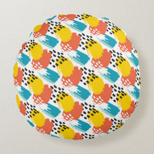 Coussins Ronds Motif de traits de peinture abstraits modernes