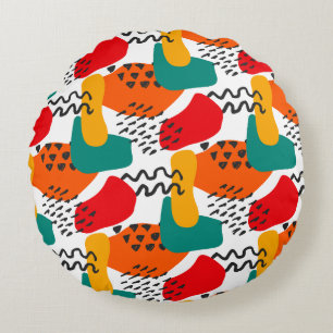 Coussins Ronds Motif de traits de peinture abstraits modernes