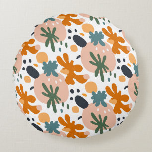 Coussins Ronds Motif de traits de peinture abstraits modernes