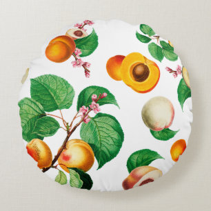 Coussins Ronds Motif de verger d'abricots et de pêches frais