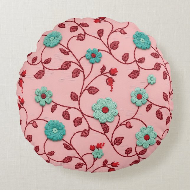 Coussins Ronds Motif de vignes florales (Devant)