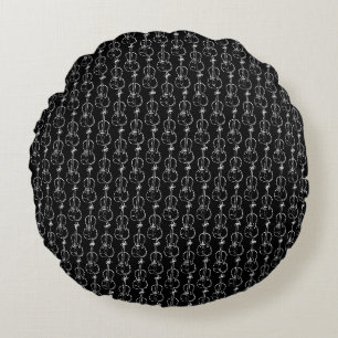 Coussins Ronds Motif de violon - Noir et Blanc