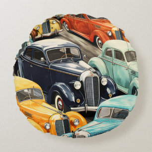 Coussins Ronds Motif de voitures anciennes