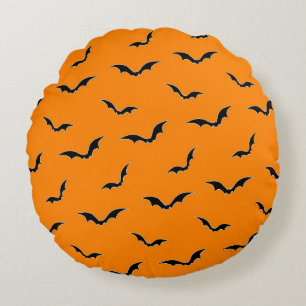 Coussins Ronds Motif de vol pour chauves-souris orange et noire d