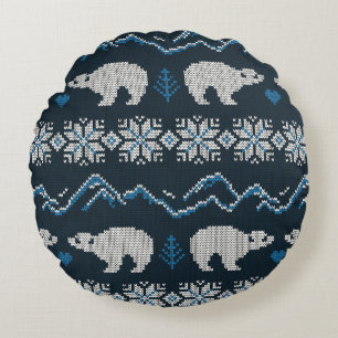 Coussins Ronds Motif décoratif vintage hiver confit