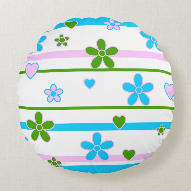 Coussins Ronds Motif des fleurs de printemps (Devant)