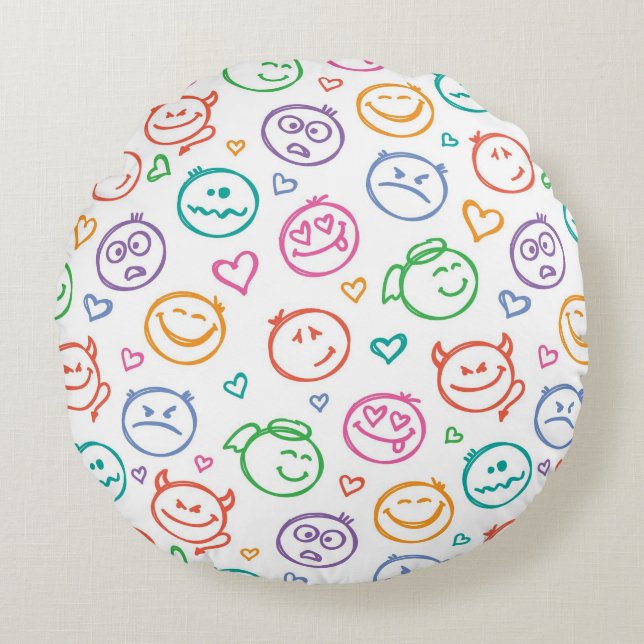 Coussins Ronds motif des sourires (Devant)