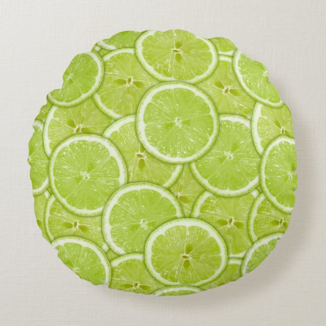 Coussins Ronds Motif des tranches vertes de chaux (Devant)