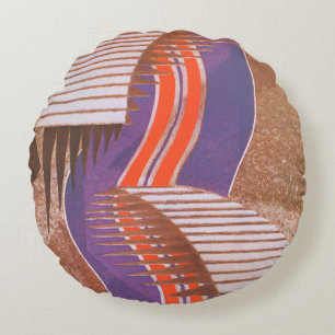 Coussins Ronds Motif d'escalier en pochoir Art Déco vintage jazz