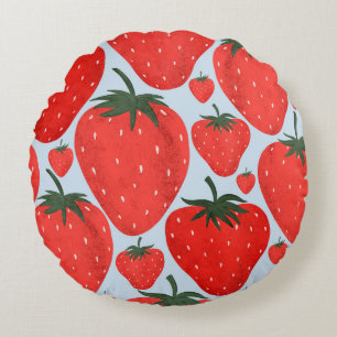 Coussins Ronds Motif d'été avec fraises isolées à la lumière