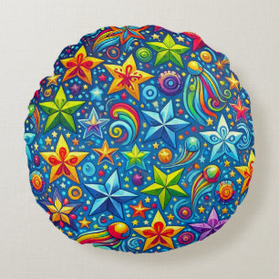 Coussins Ronds Motif d'étoiles colorées