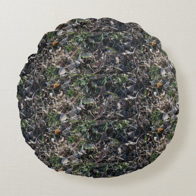 Coussins Ronds motif d'herbe et de feuilles (Devant)
