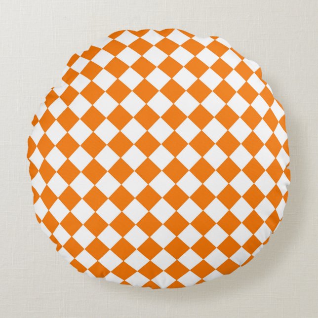 Coussins Ronds Motif diamant Orange White Checker (Devant)
