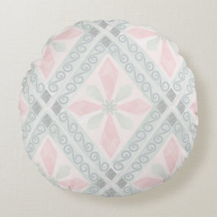Coussins Ronds Motif diamant pastel vert et rose