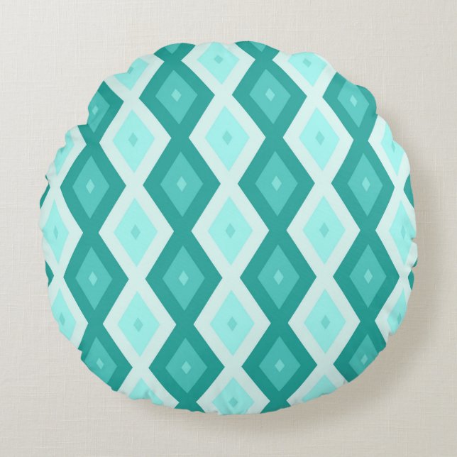 Coussins Ronds Motif diamant turquoise (Devant)