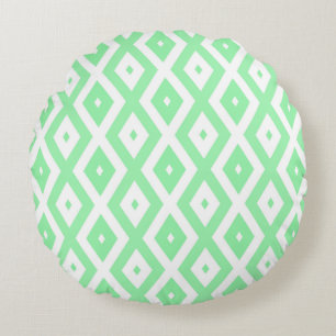 Coussins Ronds Motif diamant vert et blanc