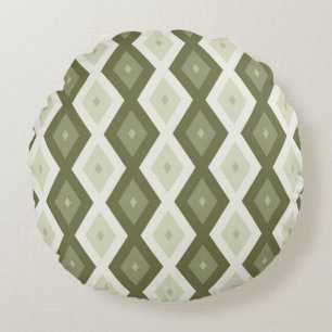 Coussins Ronds Motif diamant vert olive