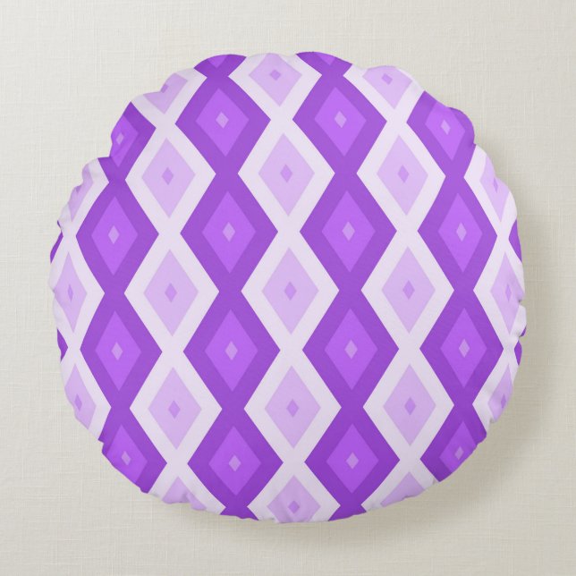 Coussins Ronds Motif diamant violet clair (Devant)