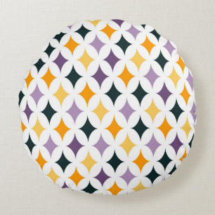Coussins Ronds Motif diamanté en treillis de style rétro milieu d