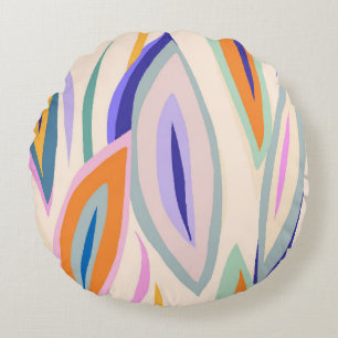 Coussins Ronds Motif d'illustration artistique d'été Abstrait. Cr