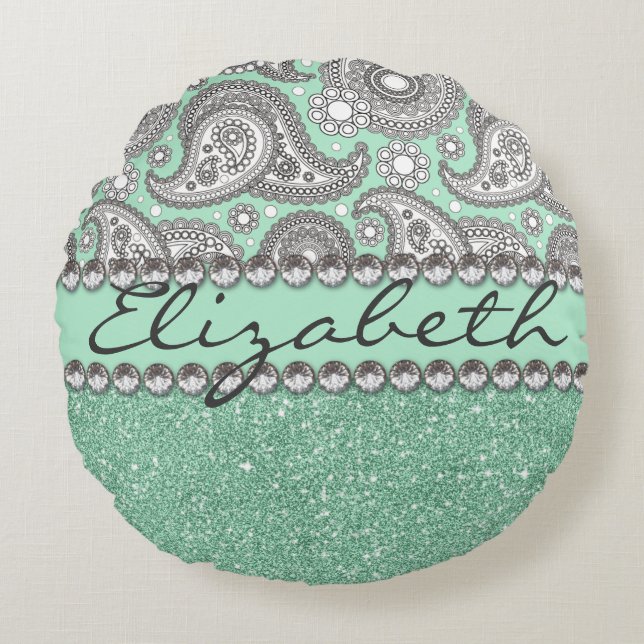 Coussins Ronds Motif d'impression de fausse pierre de Paisley de (Devant)