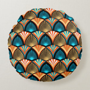 Coussins Ronds Motif d'or feuille en palmier géométrique Art Déco