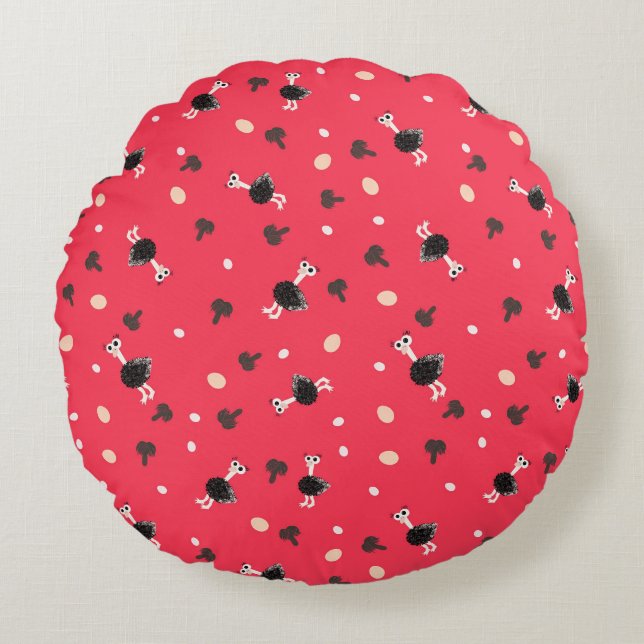 Coussins Ronds Motif d'Ostrich (Devant)