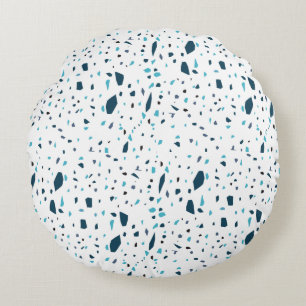 Coussins Ronds Motif du Terrazzo Bleu