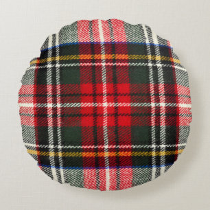 Coussins Ronds Motif écossais tartan. Laine rouge et blanche plai