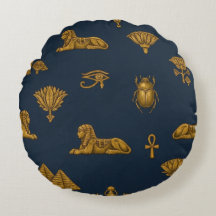 Motif Égyptien Minimaliste Navy & Or Antique