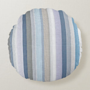 Coussins Ronds Motif élégant de rayures verticales bleu gris