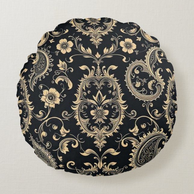 Coussins Ronds Motif élégant vintage paisley damassé (Devant)