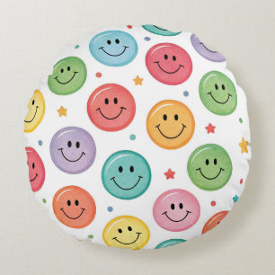 Coussins Ronds Motif Émoticône Sourire