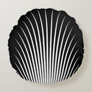 Coussins Ronds Motif en bande blanche et noire très unique