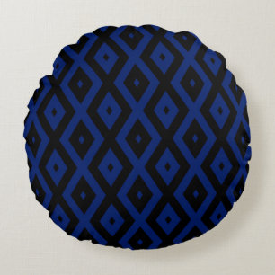 Coussins Ronds Motif en diamant bleu et noir