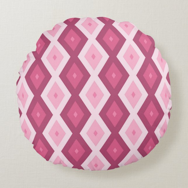 Coussins Ronds Motif en diamant rose (Devant)