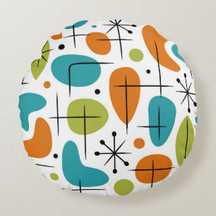 Coussins Ronds Motif en étoile éclatée de style Mid Century Moder