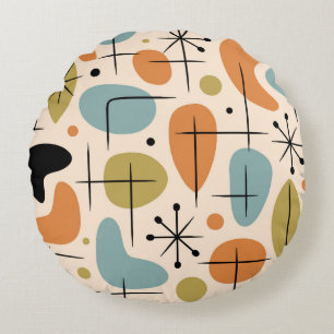 Coussins Ronds Motif en forme d'étoile de style Mid Century Moder