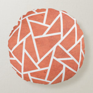 Coussins Ronds Motif en mosaïque orange mandarin