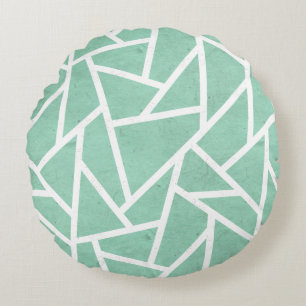 Coussins Ronds Motif en mosaïque verte et blanche