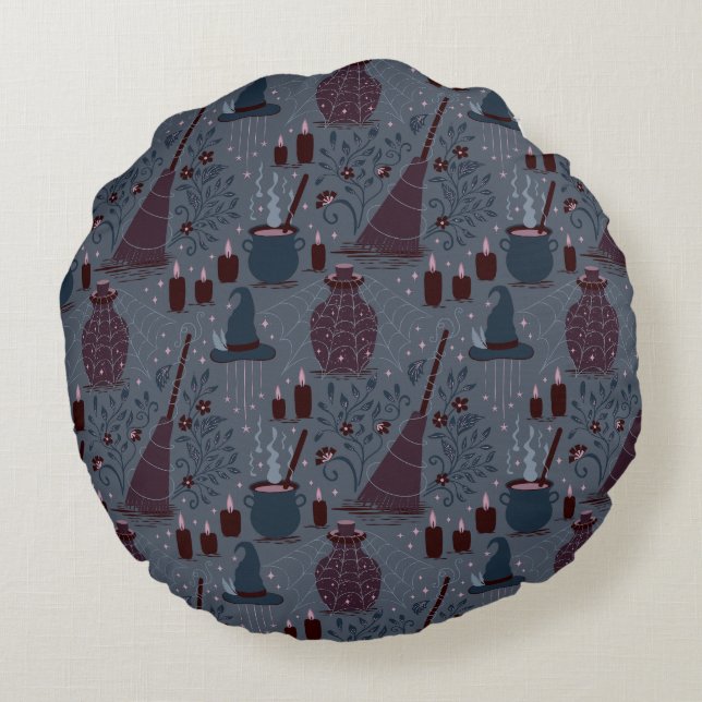 Coussins Ronds Motif ensorcelant d'Halloween au clair de lune (Dos)