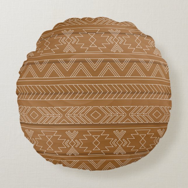 Coussins Ronds Motif ethnique sur planche en bois. illustrations  (Devant)