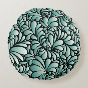 Coussins Ronds Motif Fleur désirable en Minty Green