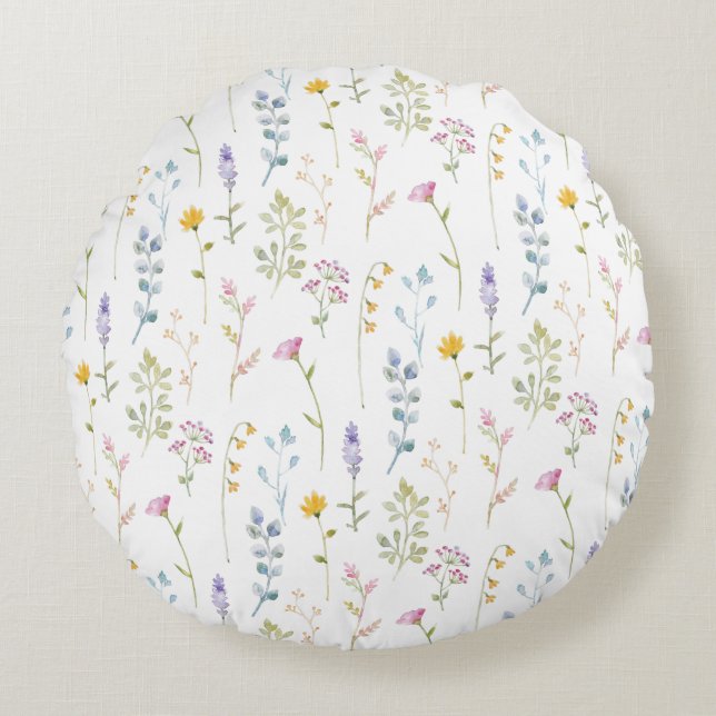 Coussins Ronds Motif Fleur sauvage mignon (Devant)