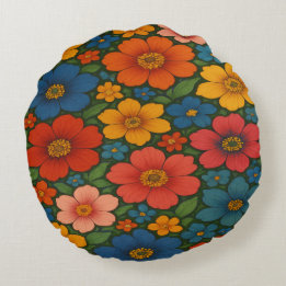 Coussins Ronds Motif Fleur sauvage transparent